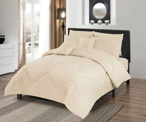 Leon Plain Comforter 8 PCS - Super King (Beige)
