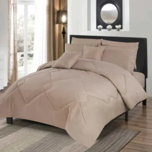 Leon Plain Comforter 8 PCS - Super King (Brown)