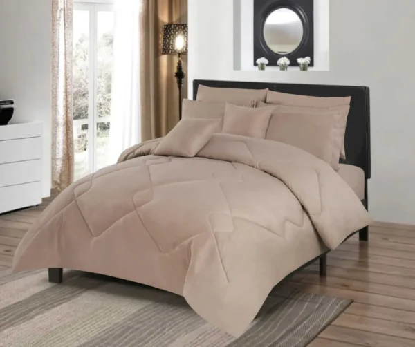 Leon Plain Comforter 8 PCS - Super King (Brown)