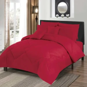 Leon Plain Comforter 8 PCS - Super King (Red)