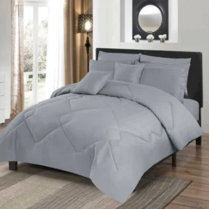 Leon Plain Comforter 8 PCS - Super King (Silver)