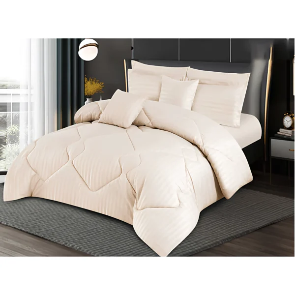 Leon Stripes Comforter 8 PCS - Super King (Beige)