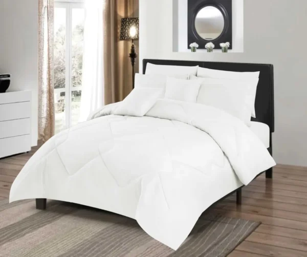 Leon Plain Comforter 8 PCS - Super King (White)